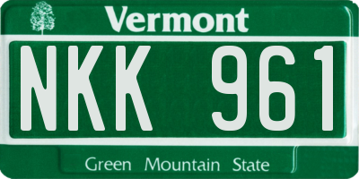 VT license plate NKK961