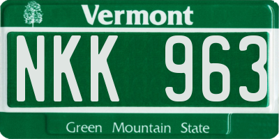VT license plate NKK963