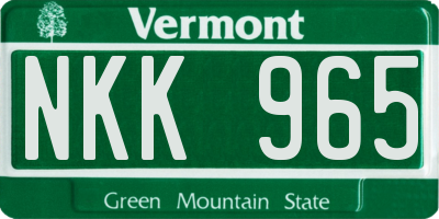 VT license plate NKK965