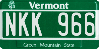 VT license plate NKK966