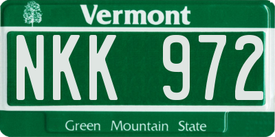 VT license plate NKK972