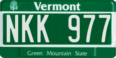 VT license plate NKK977