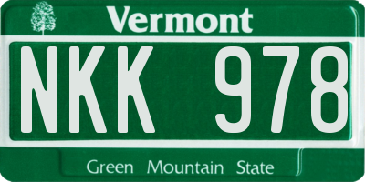 VT license plate NKK978