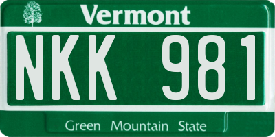VT license plate NKK981