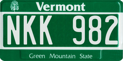 VT license plate NKK982