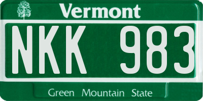 VT license plate NKK983