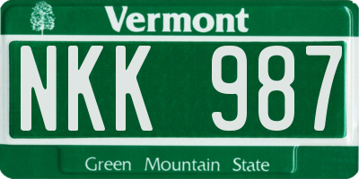 VT license plate NKK987