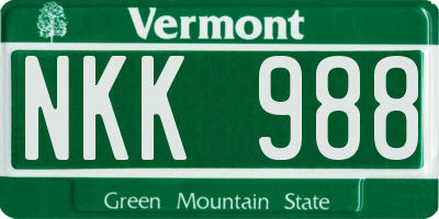 VT license plate NKK988