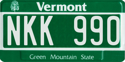VT license plate NKK990