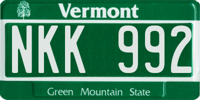 VT license plate NKK992