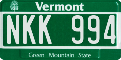 VT license plate NKK994