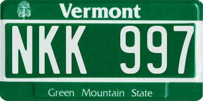 VT license plate NKK997