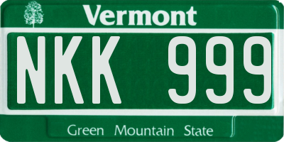 VT license plate NKK999