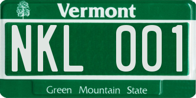 VT license plate NKL001