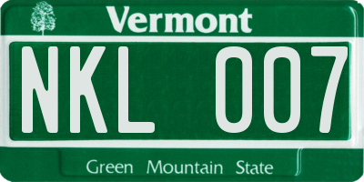 VT license plate NKL007