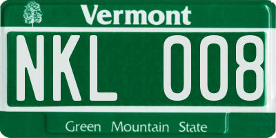 VT license plate NKL008