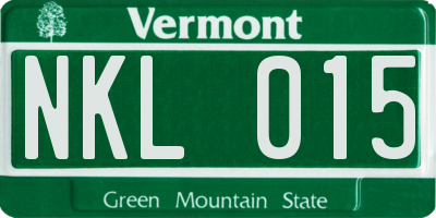 VT license plate NKL015