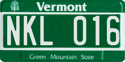 VT license plate NKL016
