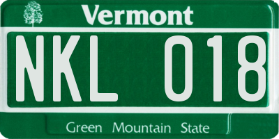 VT license plate NKL018