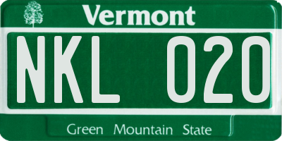 VT license plate NKL020