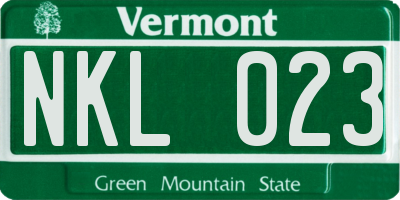 VT license plate NKL023