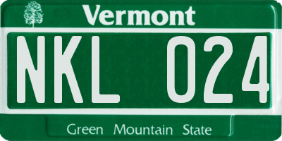VT license plate NKL024