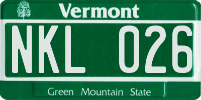 VT license plate NKL026