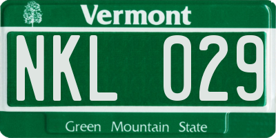 VT license plate NKL029