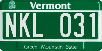 VT license plate NKL031