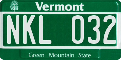 VT license plate NKL032