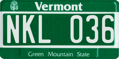 VT license plate NKL036