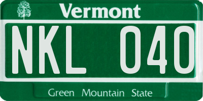 VT license plate NKL040
