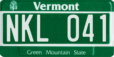 VT license plate NKL041
