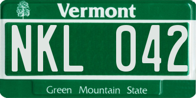 VT license plate NKL042