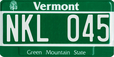VT license plate NKL045