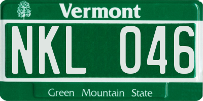 VT license plate NKL046