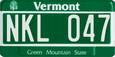 VT license plate NKL047