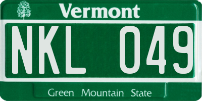VT license plate NKL049