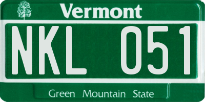 VT license plate NKL051