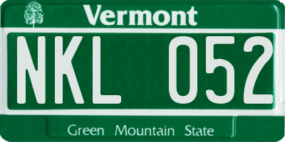 VT license plate NKL052