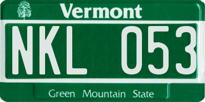 VT license plate NKL053