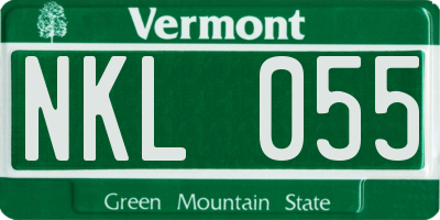VT license plate NKL055