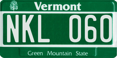 VT license plate NKL060