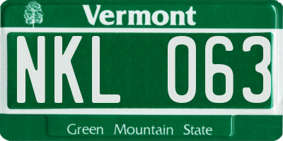 VT license plate NKL063