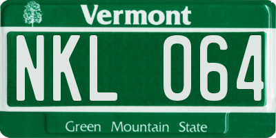 VT license plate NKL064