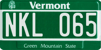 VT license plate NKL065
