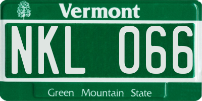 VT license plate NKL066