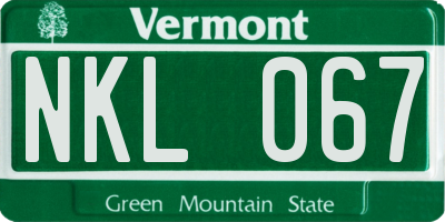 VT license plate NKL067