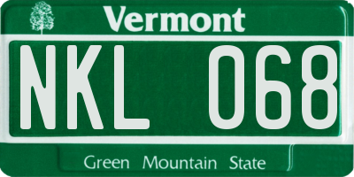 VT license plate NKL068