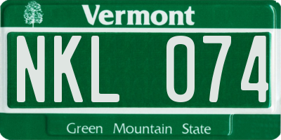 VT license plate NKL074
